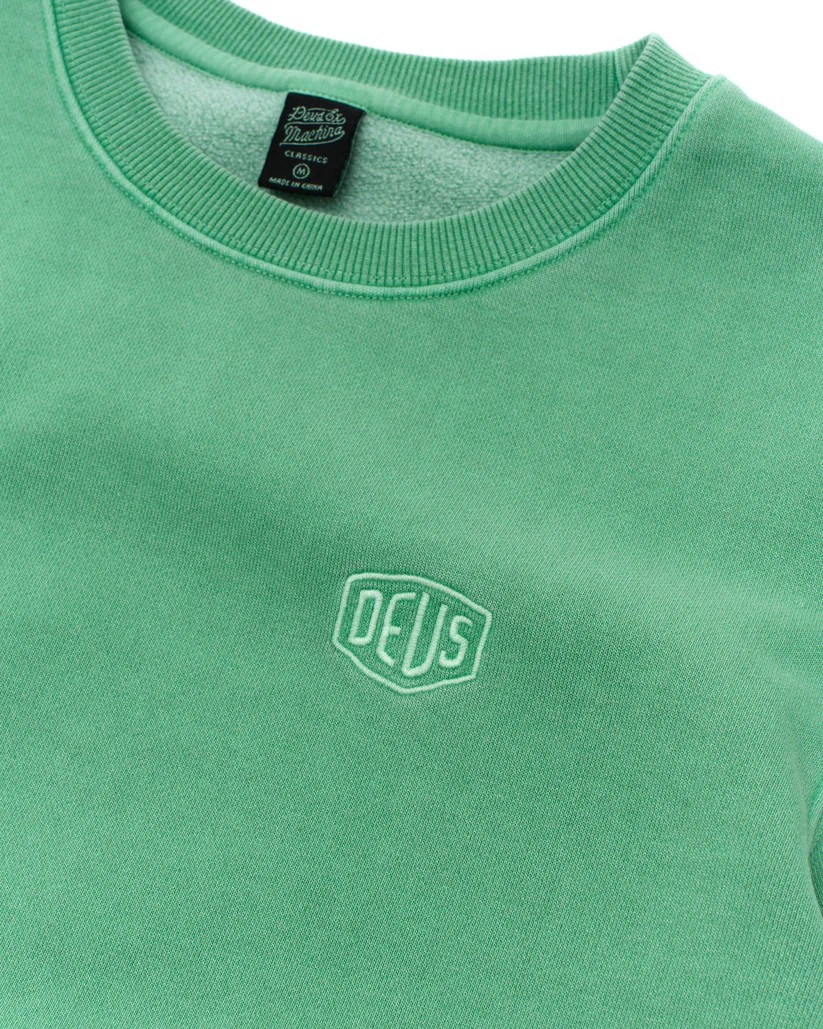 DEUS SHIELD GARMENT DYED CREW - SHALE GREEN