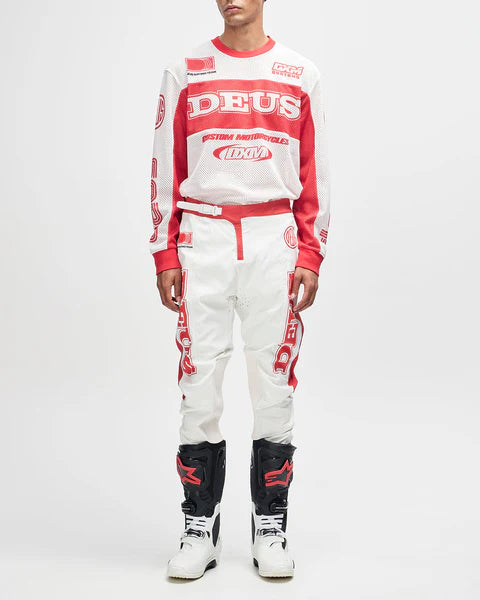 DEUS MX PANT - WHITE/RED