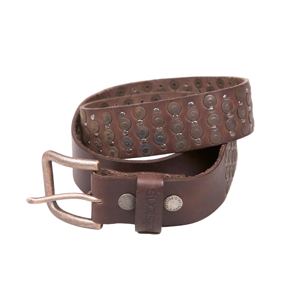 HELSTONS BELT CUIR (CLAUTEE PINS) - MARRON
