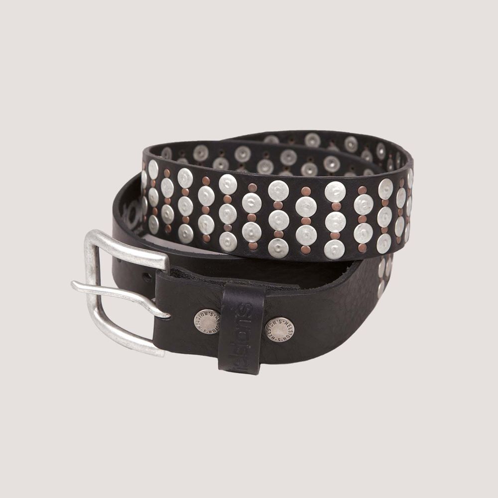 HELSTONS BELT CUIR (CLOUTEE PINS) - NOIR