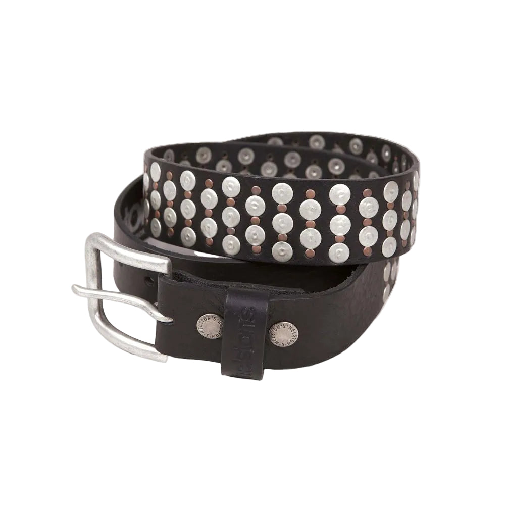 HELSTONS BELT CUIR (CLOUTEE PINS) - NOIR