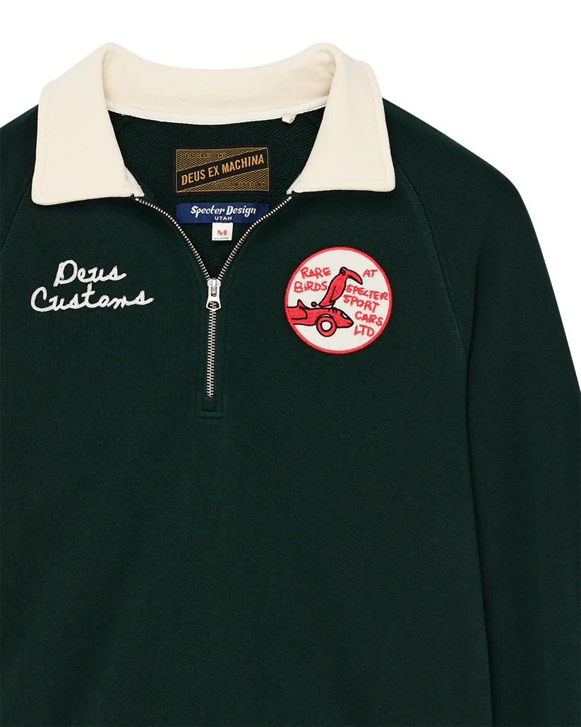 DEUS SPECTER ZIP SWEAT RACING - GREEN