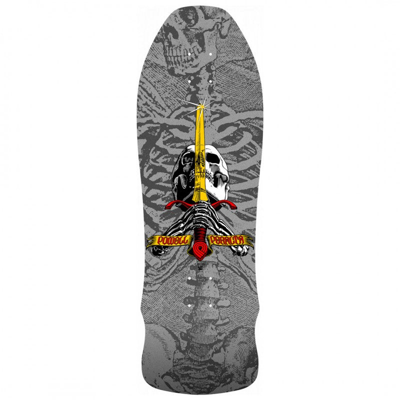 Powell Peralta Geegah Skull and Sword Skateboard -Silver - 9.75' X 30