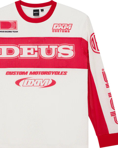 DEUS STEP OUT MOTO JERSEY - WHITE/RED