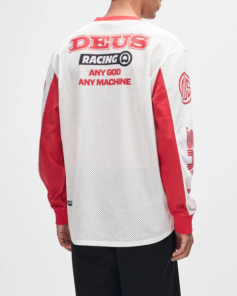DEUS STEP OUT MOTO JERSEY - WHITE/RED