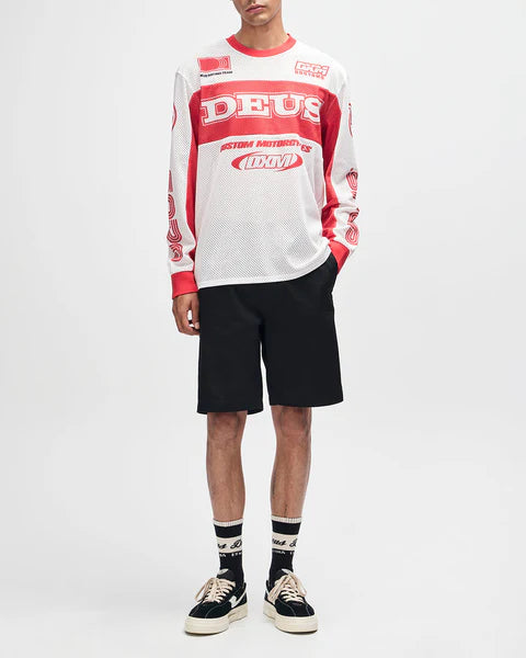 DEUS STEP OUT MOTO JERSEY - WHITE/RED
