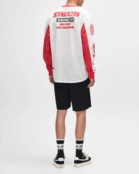DEUS STEP OUT MOTO JERSEY - WHITE/RED
