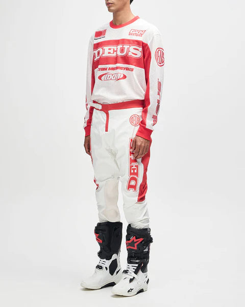 DEUS MX PANT - WHITE/RED