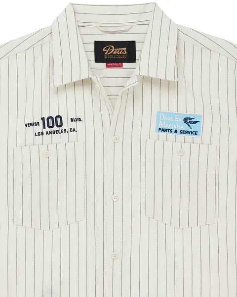 DEUS FORECOURT STRIPE SHIRT - DIRTY WHITE