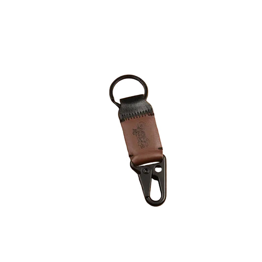 ROYAL ENFIELD CREASED LEATHER KEYCHAIN - BROWN