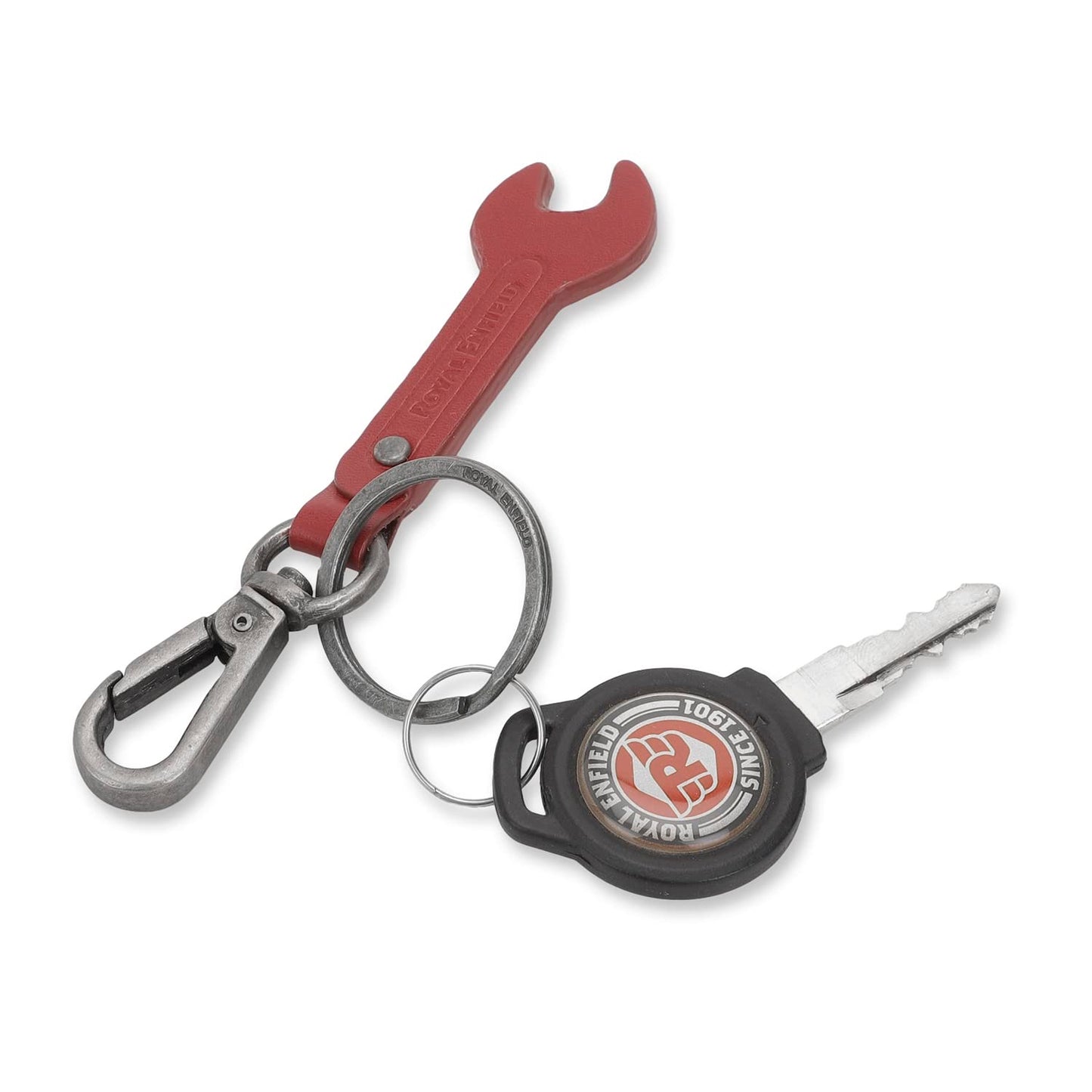 ROYAL ENFIELD SPANNER LEATHER KEYCHAIN - RED