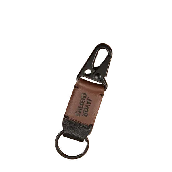 ROYAL ENFIELD CREASED LEATHER KEYCHAIN - BROWN