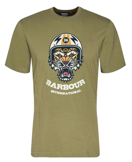 BARBOUR INTERNATIONAL SOCKET TEE - OLIVE BRANCH