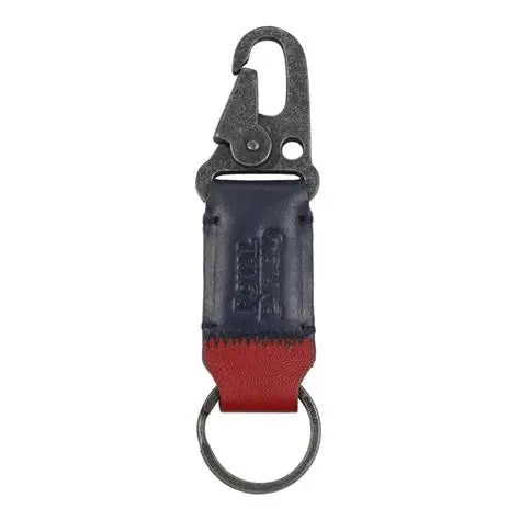 ROYAL ENFIELD CREASED LEATHER KEYCHAIN - NAVY