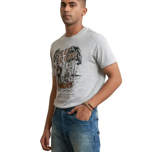 ROYAL ENFIELD KEEP RIDING T-SHIRT - GREY MELANGE