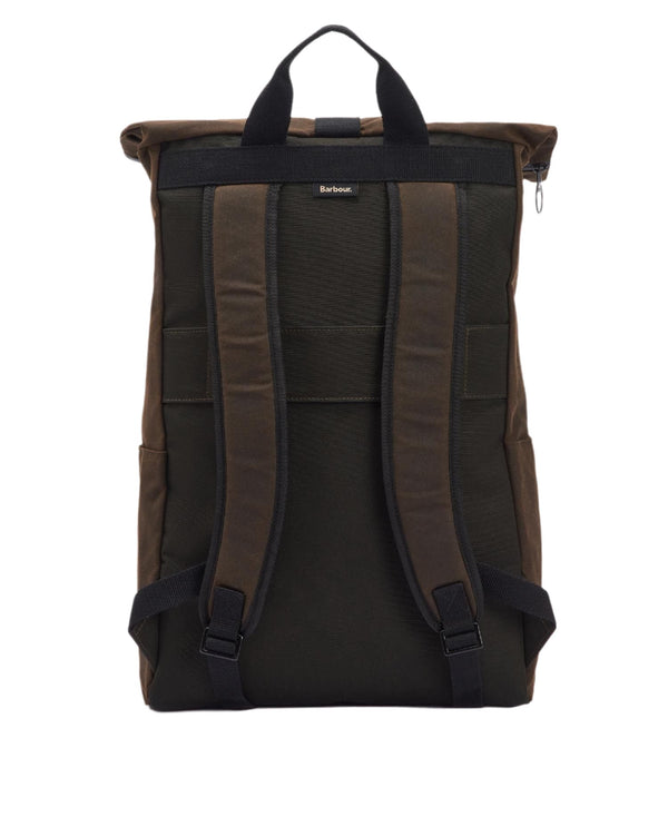 BARBOUR FIELD WAX FOLD OVER TOP BACKPACK | OLIVE-BLACK