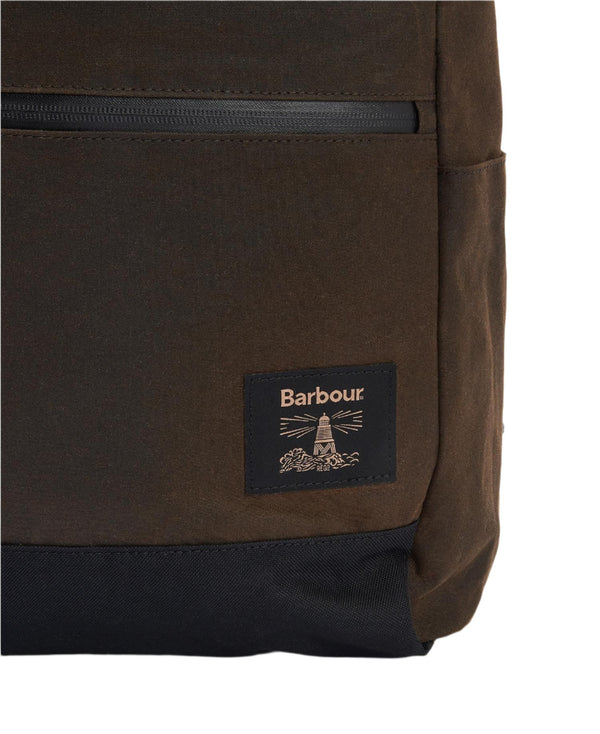 BARBOUR FIELD WAX FOLD OVER TOP BACKPACK | OLIVE-BLACK