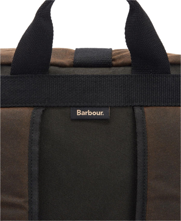 BARBOUR FIELD WAX FOLD OVER TOP BACKPACK | OLIVE-BLACK