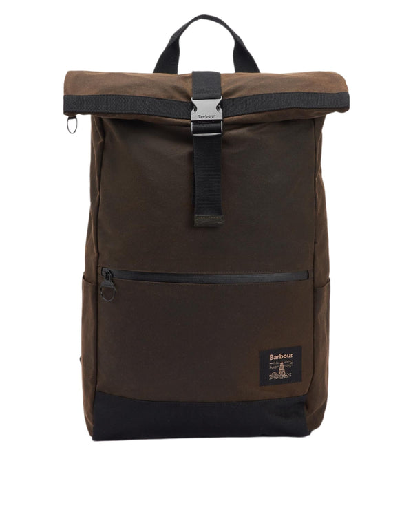 BARBOUR FIELD WAX FOLD OVER TOP BACKPACK | OLIVE-BLACK