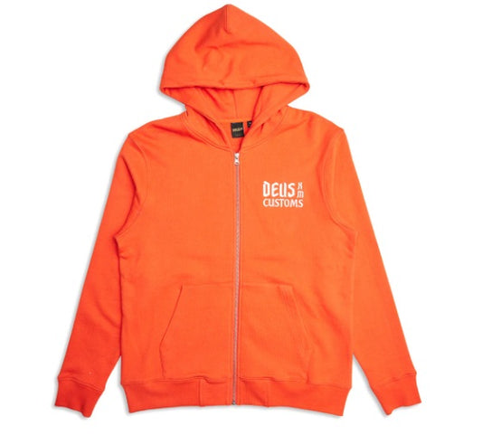 DEUS SUPPORTER ZIP HOODIE - MANDARIN RED