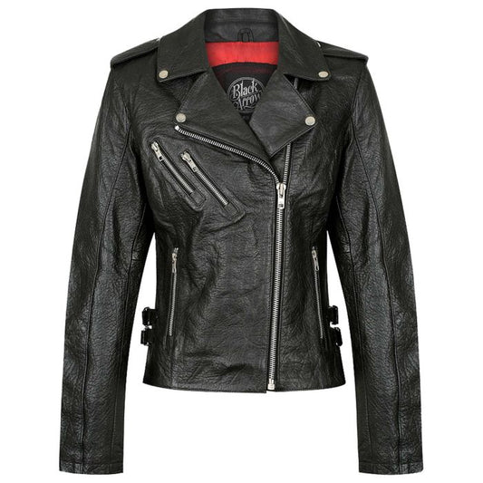 BLACK ARROW GYPSY WOMENS LEATHER JACKET - BLACK