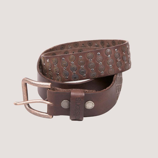 HELSTONS BELT CUIR (CLAUTEE PINS) - MARRON