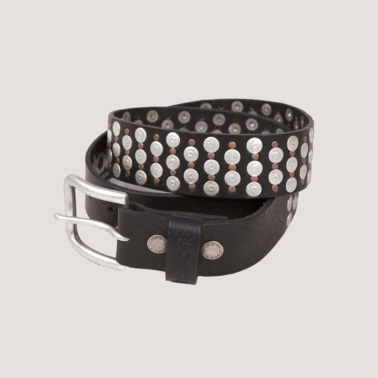 HELSTONS BELT CUIR (CLOUTEE PINS) - NOIR