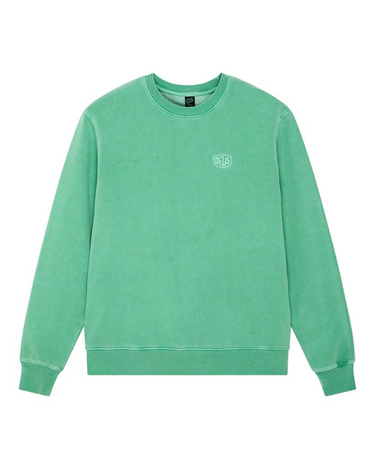 DEUS SHIELD GARMENT DYED CREW - SHALE GREEN
