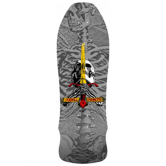 Powell Peralta Geegah Skull and Sword Skateboard -Silver - 9.75' X 30 
