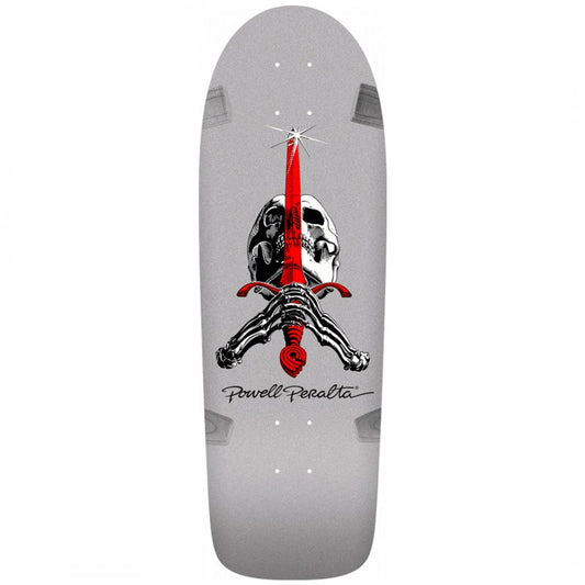 Powell Peralta Ray Rodriguez OG Skull &amp; Sword Silver 10' x 30' Skateboard Deck - GREY
